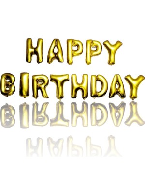 Feyza Design Gold Happy Bırthday Harf Folyo Balon Seti 36CM - Doğum Günü Süslemesi