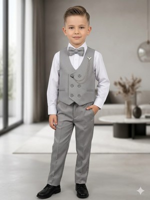 Dublino Kids Erkek Çocuk Smokin Takım Elbise Yelekli Papyonlu
