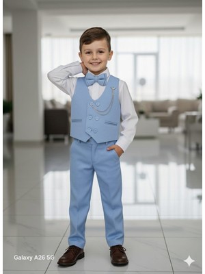 Dublino Kids Erkek Çocuk Smokin Takım Elbise Yelekli Papyonlu