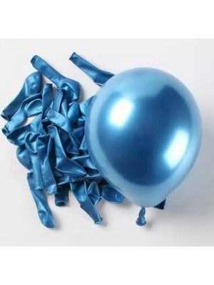 Feyza Design Mini Krom Aynalı Balon 5 Inç Mavi 15 Adet