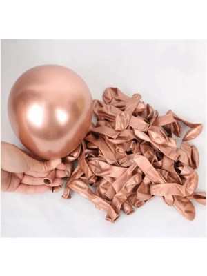 Feyza Design Mini Bej Krom Balon Seti - 5 Inç, 15 Adet
