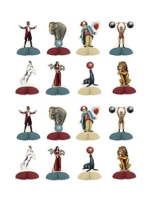 Starseven Beistle Circus Mini Masa Başlıkları, 16 Adet, 12,7 Cm, Çok Renkli