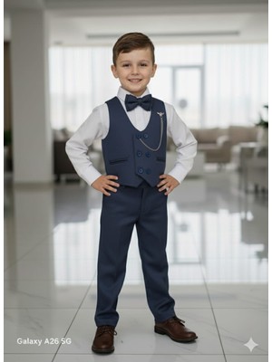 Dublino Kids Erkek Çocuk Smokin Takım Elbise Yelekli Papyonlu