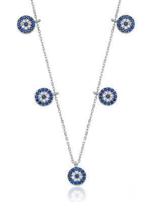 Epilons 925 Ayar Gümüş Nazarlı Şans Kadın Gümüş Kolye PT2610119 (1021)