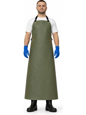Bekiz Suni Deri Su Geçirmez Bulaşık Önlük Dayanıklı Kasap Önlük Kalın Mermerci Önlük Haki Renk