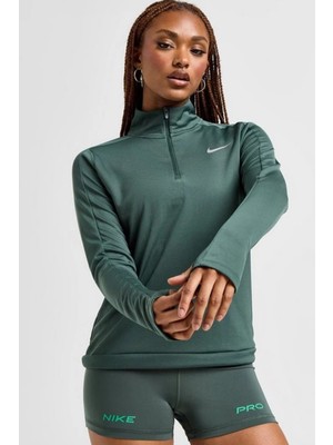 Nike Running Dri-Fit Pacer 1/4 Zip Kadın Çeyrek Fermuar Koyu Yeşil Sweatshrit