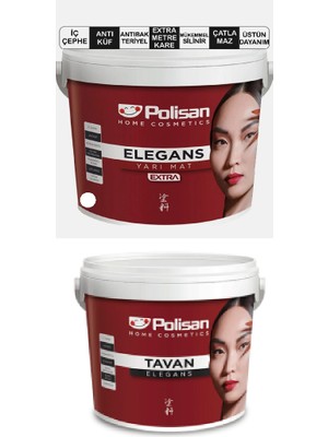 2,5lt / 3,5 kg Polisan Elegans Extra Duvar Boyası + 3,5 kg Polisan Elegans Extra Tavan Boyası 2 Li Anti Küf Anti Bakteriyel Boya Seti