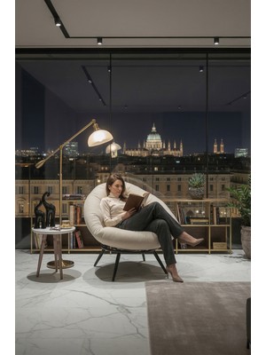 AVYNA Solvena™ Tekli Berjer Koltuk | Ergonomik Tv Koltuğu, Okuma ve Rahatlama Koltuğu - Krem