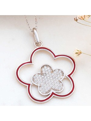 Epilons ​925 Ayar Gümüş Çiçek Desenli Kadın Kolye T8205 (1021)