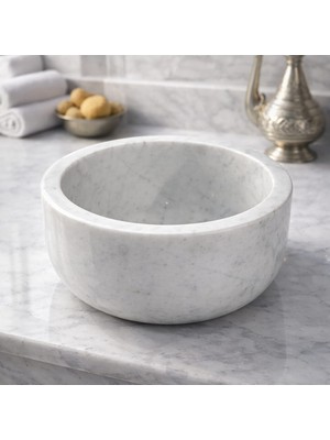 Çelik Mermer Dekorasyon Beyaz Mermer Mini Banyo Kurnası