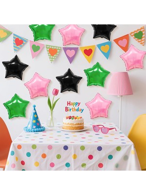 Feyza Design Çok Renkli Açık Mavi Yıldız Folyo Balon 45CM Hava ve Helyum ile Uyumlu