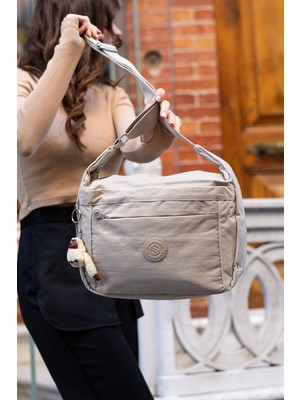 Sanmorris 3009 Kadın Suya Dayanıklı Kumaş Çok Gözlü Çapraz Askılı Okul Seyahat ve Omuz Çantası