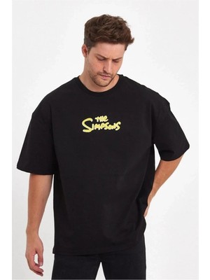 Erkek Baskılı T-Shirt Kısa Kol Bisiklet Yaka Regular Fit Rahat Kalıp Günlük Tişört - Siyah