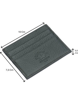 Westpolo Hakiki Deri Slim Ince Unisex Kartlık - Haki