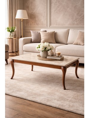 Fami Home | Pesaro Orta Sehpa Ahşap Ayaklı Modern- Avangard Salon Sehpası