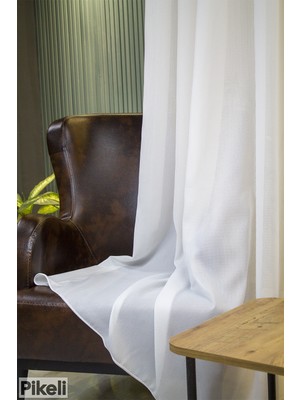 Pikeli - Petek Örgü Desenli Şeffaf Tül Perde – Sade ve Şık Mekanlar Için - 1x3 Sık Pile - Hazır Dikim