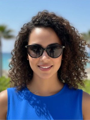 Otio Eyewear Tom Siyah Kadın Güneş Gözlüğü, UV400 Koruma, Kılıf, Mendil, Sprey ve Gözlük Zinciri Hediye