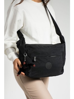 Sanmorris 3009 Kadın Suya Dayanıklı Kumaş Çok Gözlü Çapraz Askılı Okul Seyahat ve Omuz Çantası