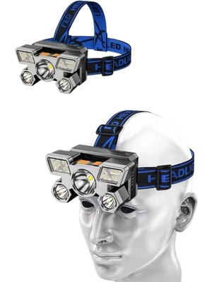 Akinco Kafa Lambası 800 Lümen 4 Mod Yüksek Işık Flaşörlü Şarjlı LED Lamba