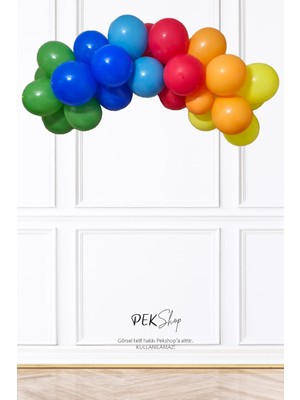 Feyza Design Canlı Gökkuşağı Renkler Balon Zinciri Seti - Çok Renkli