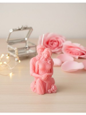 KIKIBELLA Kıkıbella Sevgiliye Özel Mavi Sarılan Çift Tasarım Mum - Çiçek Detaylı El Işçiliği Dekoratif Hediyelik - 8 cm Sanatsal Mum