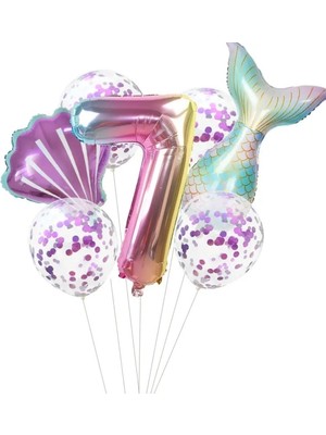 Feyza Design Lacivert Renkli Folyo Mini Parti Balon Seti 7'li