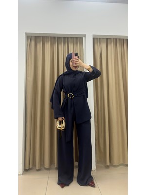By Esma Eser Tokalı Pantolonlu Takım Lacivert
