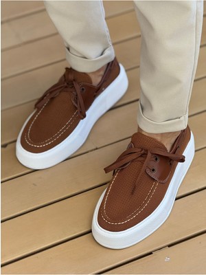 Roof Atelier Erkek Kahve Triko Kalın Taban Loafer Ayakkabı - 2602 - Triko