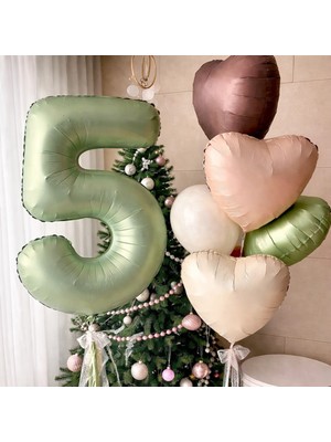 Feyza Design 5 Parça Haki Rakam Balon Seti - Çocuklar Için Eğlence