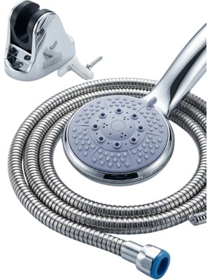 GIGA Spiral Hortumlu 4 Kademeli El Duşu Seti Duvar Askılı Banyo Duş Başlığı