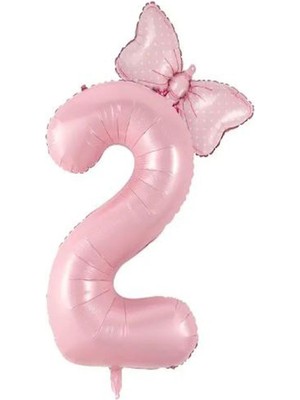 Feyza Design Pembe Rakam Fiyonk Folyo Balon Seti Yaş 2 - Eğlence ve Partiler Için