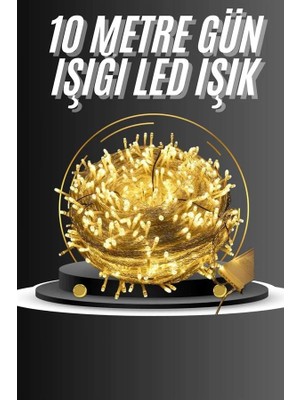 GIGA 10 Metre Günışığı LED Işık Fişli Dekoratif Sarı Ton Aydınlatma 3 Modlu LED Şerit