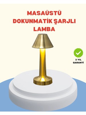 GIGA Şarjlı Masa Lambası 3 Işık Modu Kademesiz Karartma Metal Gövde