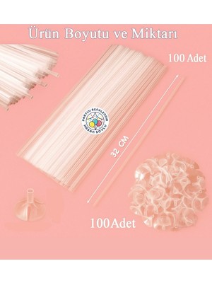 Feyza Design 100’LÜ Şeffaf Balon Standı - Parti ve Eğlence Malzemeleri