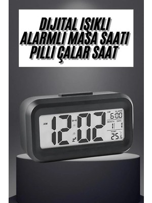 GIGA Gece Dijital Masa Saati Dijital Alarmlı LED Ekran Pilli Çalar Saat