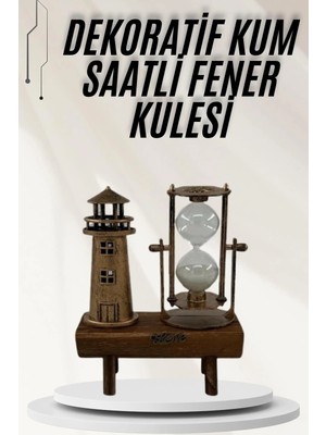 GIGA Hediyelik Eşya Retro Ahşap Deniz Feneri Kum Saati Biblo
