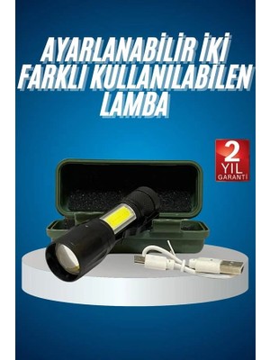 GIGA LED Lamba El Feneri Küçük Taşınabilir USB Şarjlı Acil Durum Lambası