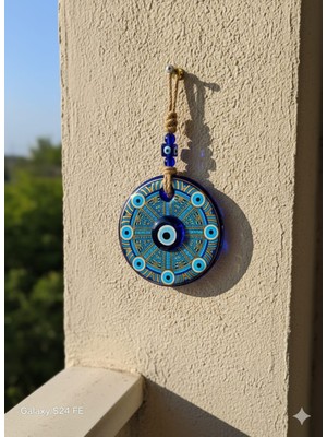 Akfecan Cam Desenli Nazar Boncuğu Duvar Süsü
