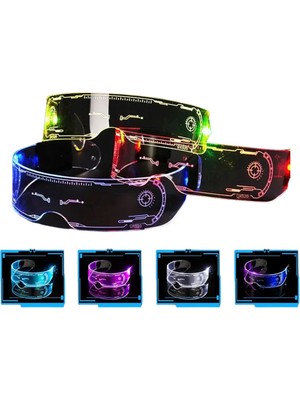 GIGA Aydınlatmalı LED Parti Gözlüğü Çok Renkli Modlu Cyberpunk Tasarım