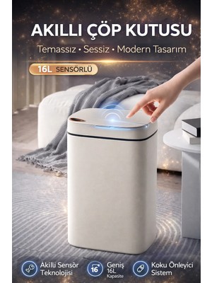 Adefco Sensörlü Çöp Kovası 16L Otomatik Kapak Temassız