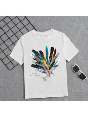 Tarz Yeri Kız Çocuk Baskılı T-Shirt - Beyaz