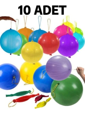 Feyza Design Yüksek Kaliteli Çok Renkli Lastikli Zıpzıp Balon Punch Panç