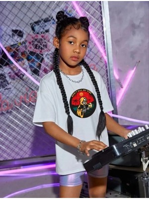 Tarz Yeri Çocuk Unisex Baskılı T-Shirt - Beyaz