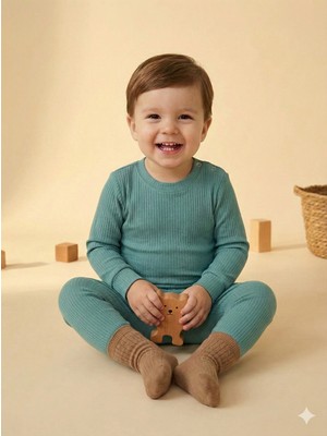 tinytrends %100 Pamuk Erkek Bebek&çocuk  Zıbınlı Body ve Pantolon 2'li Takım