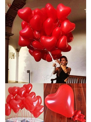 Feyza Design 20LI Kırmızı Kalpli Balon 12 Inç 30 cm Parti ve Düğün Balonu