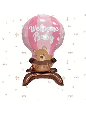 Feyza Design Ayaklı Pembe Folyo Balon 90CM Baby Shower Süsleme