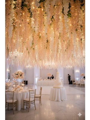 Miha Deco 12Lİ Somon Sarkan Akasya Çiçeği Nişan Düğün Dekor Süslemesi