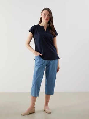 Lc Waikiki Yeni Sezon Beli Lastikli Kadın Jean Kapri