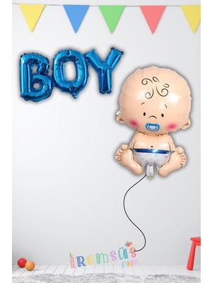Feyza Design Mavi Erkek Bebek Yeni Doğum Süsleme Folyo Balon Seti