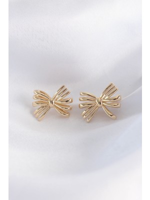 Pirinç Gold Renk Fiyonk Küpe - Lisinya